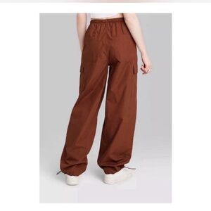 Wild Fable High Rise Cargo Parachute Pants (Brown-L)